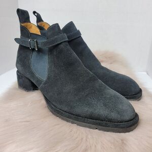 Cole Haan Black Suede Women's Monk Strap Black Boots Shoes Size 9 AA